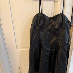 SHEIN Black Faux Leather Mini Dress